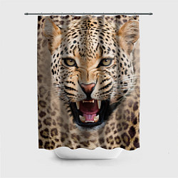 Шторка для душа Взгляд леопарда, цвет: 3D-принт