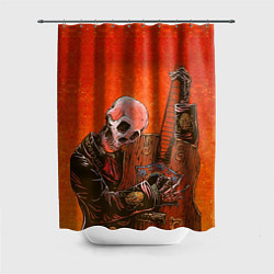 Шторка для душа Скелет с гитарой, цвет: 3D-принт