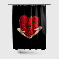 Шторка для душа Сердце роз в руках, цвет: 3D-принт