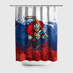 Шторка для душа Русский хоккеист, цвет: 3D-принт