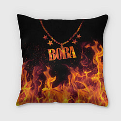 Подушка квадратная Вова - кулон на цепи в огне, цвет: 3D-принт
