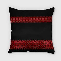 Подушка квадратная Славянский орнамент (на чёрном), цвет: 3D-принт