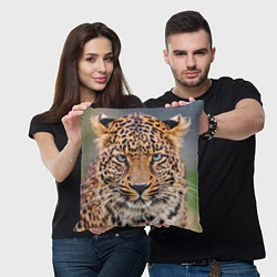 Подушка квадратная Грустный леопард, цвет: 3D-принт — фото 2