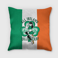 Подушка квадратная Роллер-дерби - вся Ирландия, цвет: 3D-принт