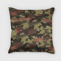 Подушка квадратная Камуфляж: коричневый/хаки, цвет: 3D-принт