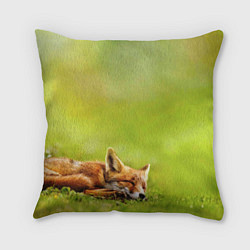 Подушка квадратная Лисичка спит, цвет: 3D-принт
