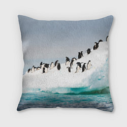 Подушка квадратная Пингвины на айсберге, цвет: 3D-принт