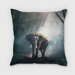 Подушка квадратная Слон в лесу, цвет: 3D-принт