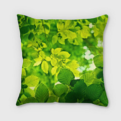 Подушка квадратная Зелёные листья, цвет: 3D-принт