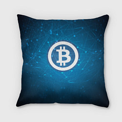 Подушка квадратная Bitcoin Blue