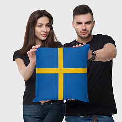 Подушка квадратная Флаг Швеции, цвет: 3D-принт — фото 2