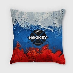 Подушка квадратная Хоккей триколор, цвет: 3D-принт
