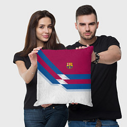 Подушка квадратная Barcelona FC: White style, цвет: 3D-принт — фото 2