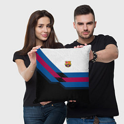 Подушка квадратная Barcelona FC: Black style, цвет: 3D-принт — фото 2