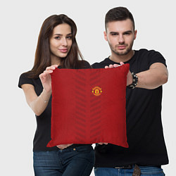 Подушка квадратная Manchester United: Red Lines, цвет: 3D-принт — фото 2