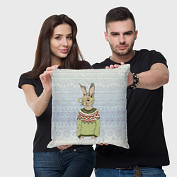 Подушка квадратная Кролик хипстер, цвет: 3D-принт — фото 2