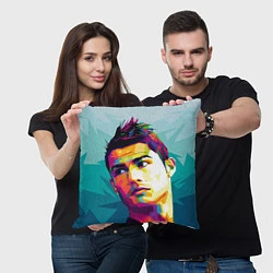 Подушка квадратная Cristiano Ronaldo Art, цвет: 3D-принт — фото 2