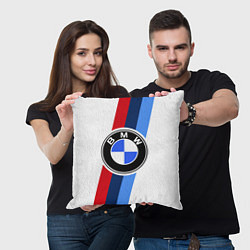 Подушка квадратная BMW M: White Sport, цвет: 3D-принт — фото 2