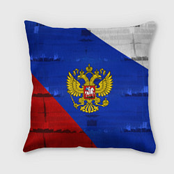 Подушка квадратная Россия: триколор, цвет: 3D-принт