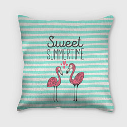 Подушка квадратная Sweet Summer Flamingo, цвет: 3D-принт