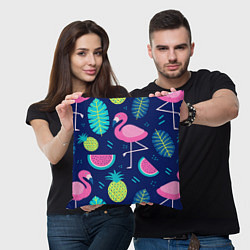 Подушка квадратная Фруктовый фламинго, цвет: 3D-принт — фото 2