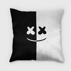 Подушка квадратная Marshmello: Black & White, цвет: 3D-принт