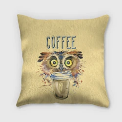 Подушка квадратная Owls like coffee, цвет: 3D-принт