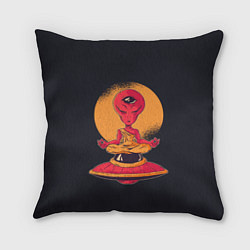 Подушка квадратная Пришелец-медитатор, цвет: 3D-принт