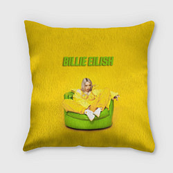 Подушка квадратная Billie Eilish: Yellow Mood, цвет: 3D-принт
