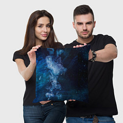 Подушка квадратная Синий космос, цвет: 3D-принт — фото 2