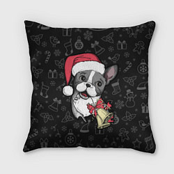 Подушка квадратная Merry Christmas - french bulldog, цвет: 3D-принт