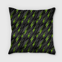 Подушка квадратная Зеленые молнии паттерн