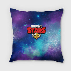 Подушка квадратная BRAWL STARS лого в космосе, цвет: 3D-принт