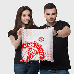 Подушка квадратная Манчестер Юнайтед white, цвет: 3D-принт — фото 2
