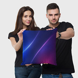 Подушка квадратная Фиолетово 3d волны 2020, цвет: 3D-принт — фото 2