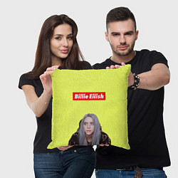 Подушка квадратная BILLIE EILISH, цвет: 3D-принт — фото 2