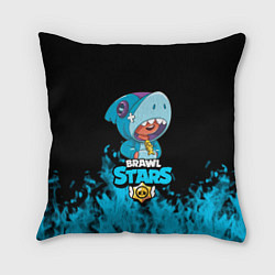 Подушка квадратная Brawl stars leon shark, цвет: 3D-принт