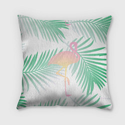 Подушка квадратная Фламинго в джунглях