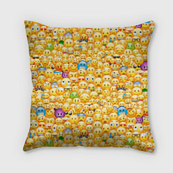 Подушка квадратная Смайлики Emoji, цвет: 3D-принт