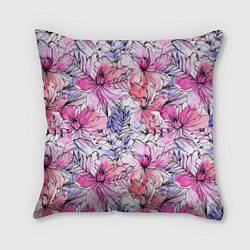 Подушка квадратная Акварельные цветы, цвет: 3D-принт