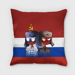 Подушка квадратная СССР - Россия, цвет: 3D-принт