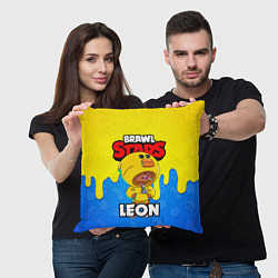 Подушка квадратная BRAWL STARS LEON, цвет: 3D-принт — фото 2