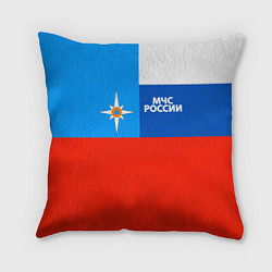 Подушка квадратная Флаг МЧС России, цвет: 3D-принт