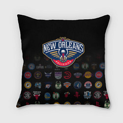 Подушка квадратная New Orleans Pelicans 1, цвет: 3D-принт