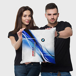 Подушка квадратная BMW волны - blue-white, цвет: 3D-принт — фото 2