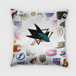 Подушка квадратная San Jose Sharks NHL teams pattern, цвет: 3D-принт