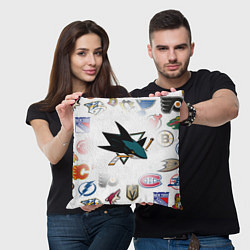 Подушка квадратная San Jose Sharks NHL teams pattern, цвет: 3D-принт — фото 2