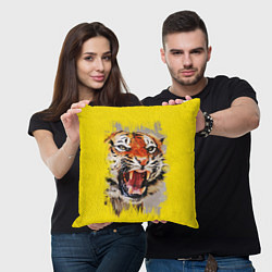 Подушка квадратная Оскал тигра, цвет: 3D-принт — фото 2