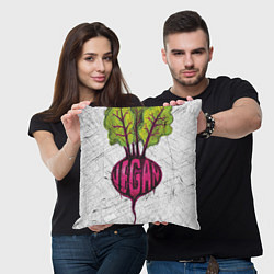 Подушка квадратная Vegan, цвет: 3D-принт — фото 2