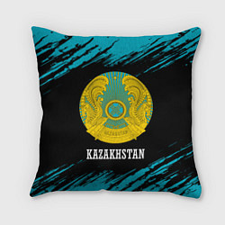 Подушка квадратная KAZAKHSTAN КАЗАХСТАН, цвет: 3D-принт